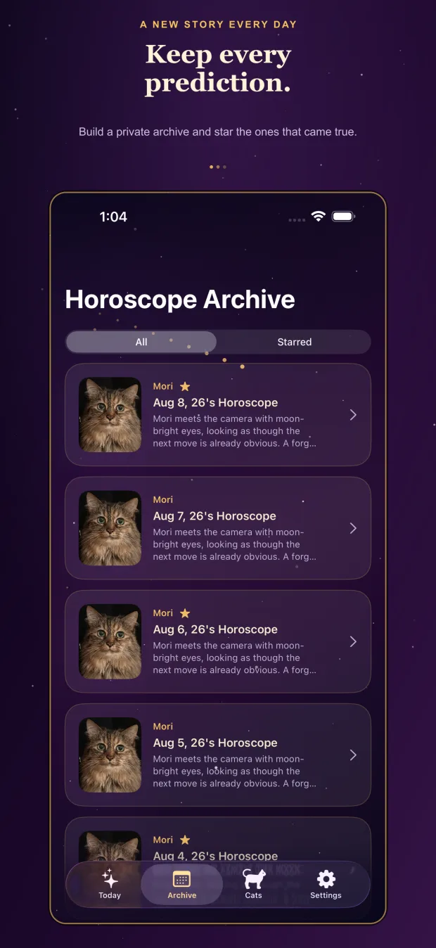 Purrscope archive for saved daily readings