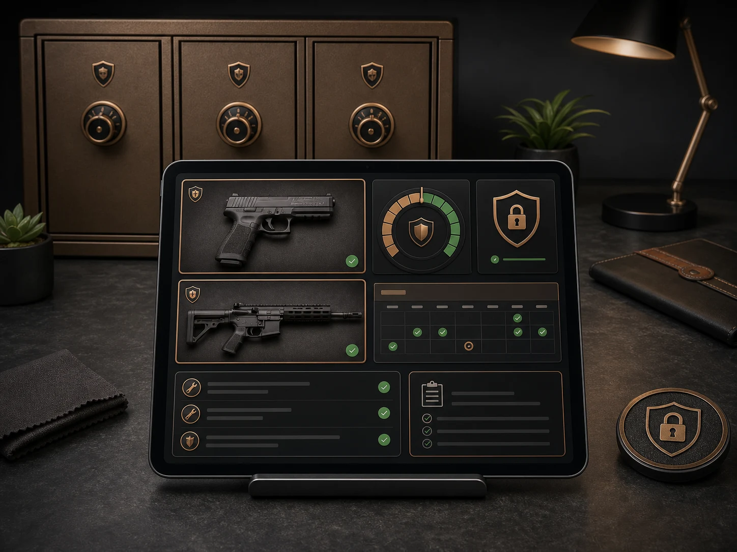 Private firearm inventory and maintenance records on a secure device